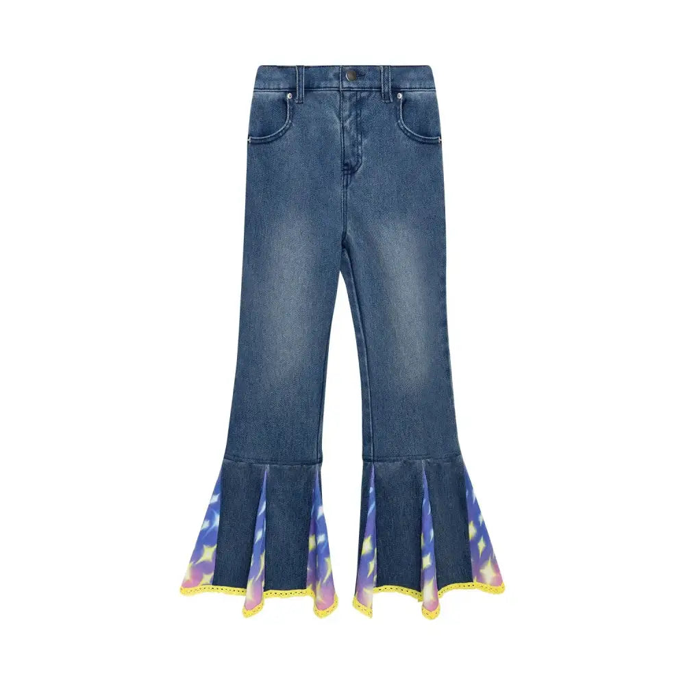 Starry Flare Knit Denim Pants