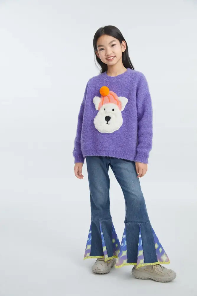 Starry Flare Knit Denim Pants