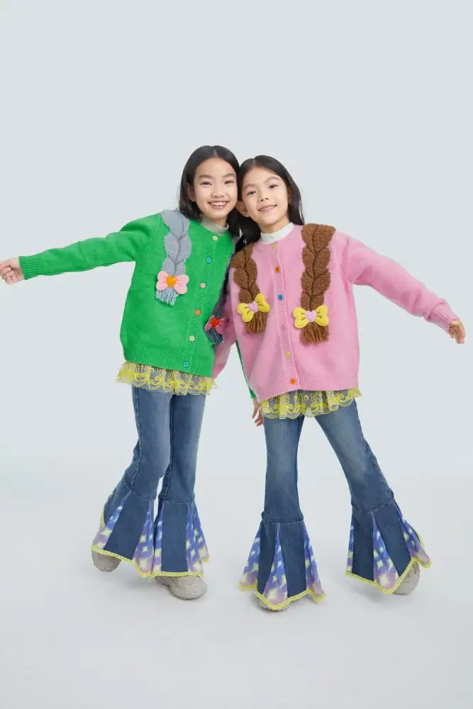 Starry Flare Knit Denim Pants