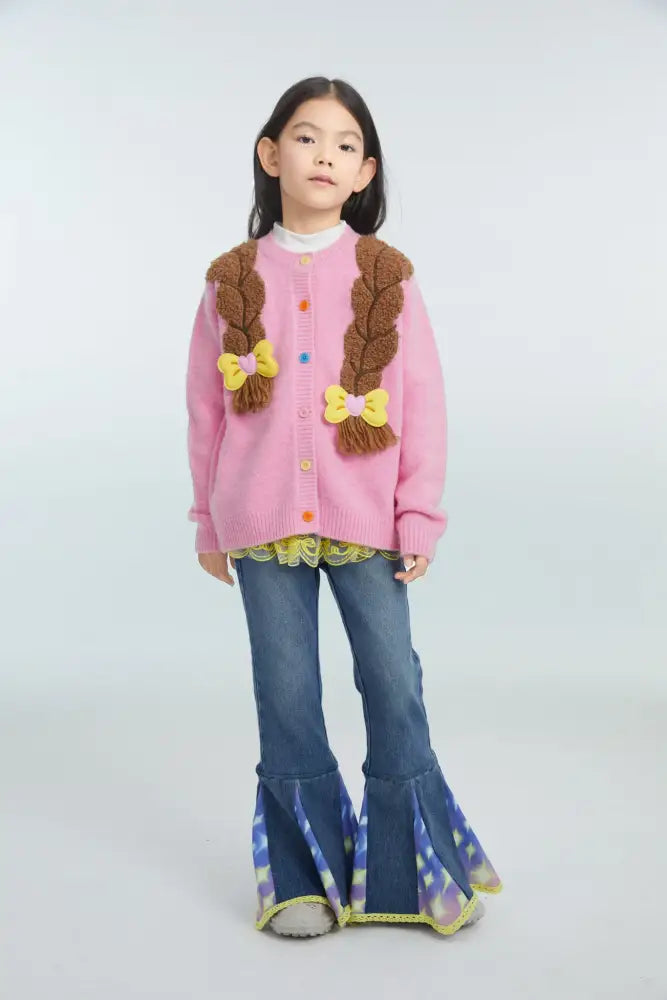 Starry Flare Knit Denim Pants