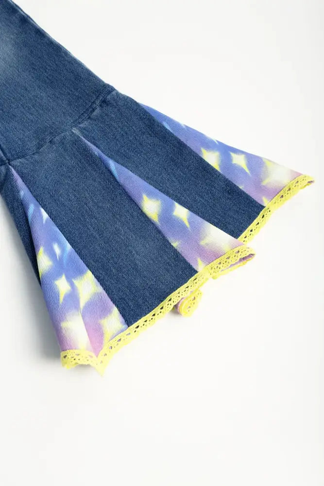 Starry Flare Knit Denim Pants