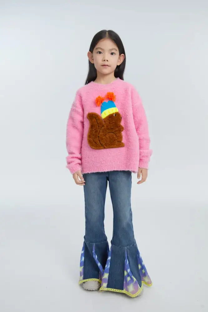 Starry Flare Knit Denim Pants