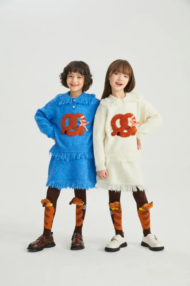 Twisted Bread Dog Alpaca-Feel Knit Skirt