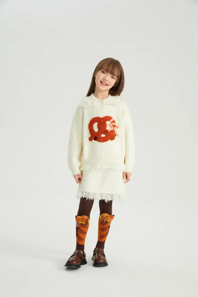 Twisted Bread Dog Alpaca-Feel Knit Skirt